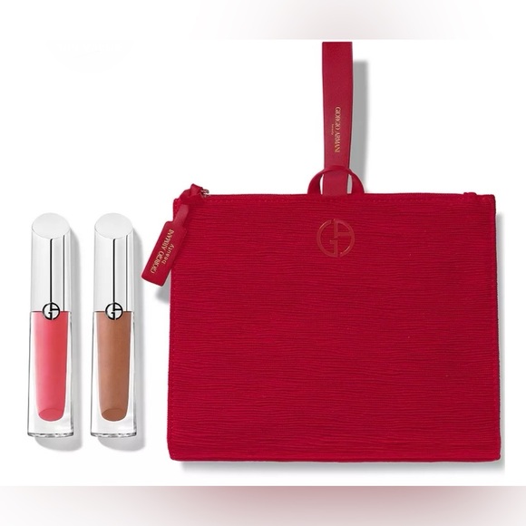 Armani 2pc. Full Size Prisma Glass Lip Gloss Set, Make-up Pouch, Eye Tint #44 - Picture 3 of 17